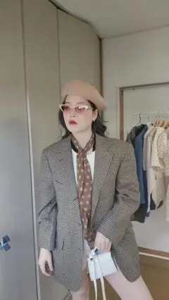 チェック柄 テーラードジャケット サイズM