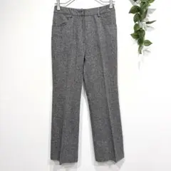 ギビー　アンゴラ混　フレアパンツ　ウール混　センタープレス　綺麗め　グレー　秋冬