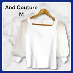 美品 And Couture 袖シアードッキング リブニット 白 Mのサムネイル