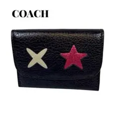 コーチ COACH カードケース レザー ネイビー ラメ スター