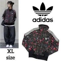 【希少•人気デザイン】adidas 花柄 トラックジャケット ブラック XL