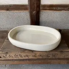 水盤　花器　花瓶　華道　フラワーベース　ヴィンテージ　ホワイト