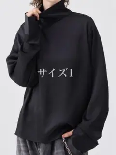 soerte ストライプクレープハイネックトップ