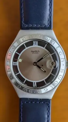 Swatch アナログ腕時計 シルバー/ネイビー　 稼働品　電池交換済