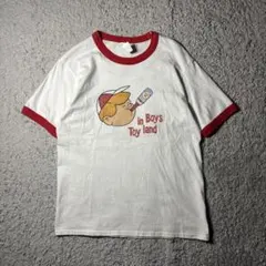 リンガーtシャツ　00s ユニセックス　Mサイズ　ホワイト　レッド　古着　BOY