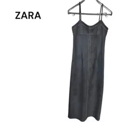 ZARA ブラック　ジャンパースカート　フェイクスウェード　キャミワンピース　S