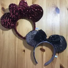 ミニー　カチューシャ　スパンコール　ビーズ　リボン