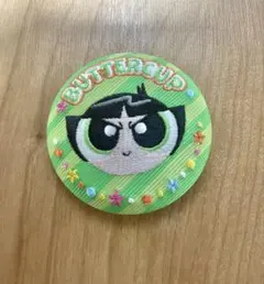 パワーパフガールズ　刺繍缶バッジ　ビスケット バターカップ