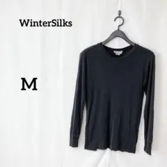 WinterSilks 【M】トップス ロンT カットソー シルク 100% 黒