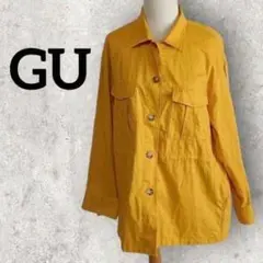 GU リネンコットンシャツジャケット (L) イエロー ウエスト絞りのサムネイル