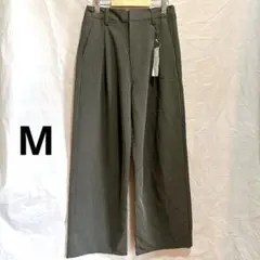 【新品タグ付】MONO-MART TRストレッチ タックワイドスラックス グレー