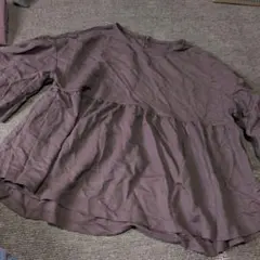 ダークパープル 七分袖 フレアシャツ