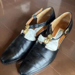 レザー パンプス 黒 ブラック 23.5cm ヒール