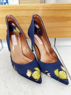 テッドベイカー　パンプス　花柄　リボン　ピンクゴールド　ネイビー