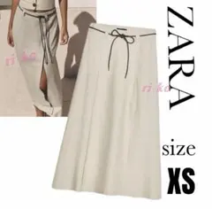 【新品タグ付】ZARA リネン混ロングスカート ベージュのサムネイル