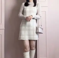 アンミール An mille evelyn 切替チェックミニニットワンピース
