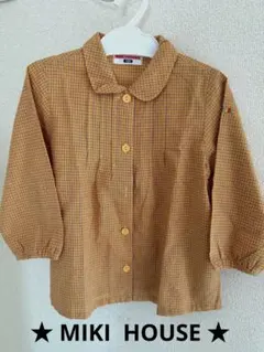 ミキハウス チェック柄長袖シャツ 刺繍入り 子供服