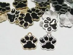 猫の足跡　チャーム　パーツ　肉球　２色×１０個　合計２０個
