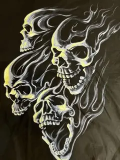 スカル ファイヤーパターン Tシャツ ブラック