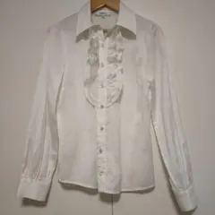 NATURAL BEAUTY BASIC フリルブラウス ホワイト 長袖