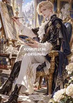 自分に酔って自画像描いちゃってる貴族男性(こっそり猫添え)2/2 デジタルアート