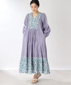 サラマンカ cotton Lurex Ripple Print Dress S - メルカリ