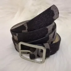 ベルト ブラック グレー 牛柄 アニマル柄 ファー 平成 ギャル Y2K