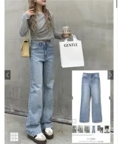 【美品】GRL ワイドセミフレアデニムパンツ