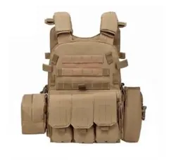 6094 カーキカラー タクティカルベスト プレートキャリア
