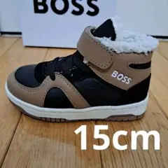 HUGO BOSS 【レザー】15cmキッズブーツ ブラック/ベージュ