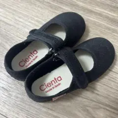 Cienta 黒 ラメ　ベルクロワンストラップシューズ 25