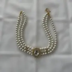 ホワイトパール ビジューネックレス