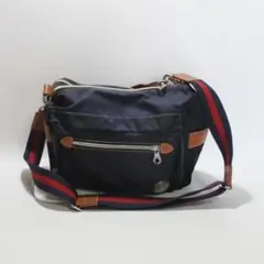 オロビアンコ ショルダーバッグ ネイビー ナイロン レザー 斜め掛け