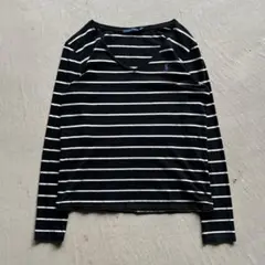 00s ralph lauren border ボーダー ロンt 黒 白