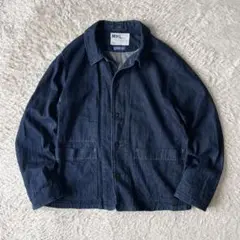 エムエイチエル 美品 MHL CANTON オーバーオール 38 濃紺