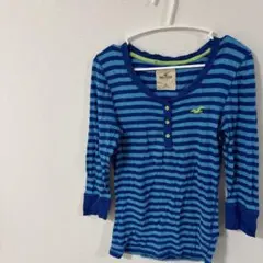美品✨️【L】Hollister 長袖 Tシャツ Lサイズ 青ボーダー柄 トップス