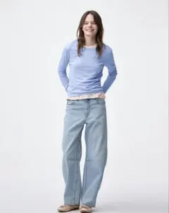 GU バレルレッグジーンズ M 62 BLUE