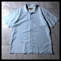 00s Quiksilver ポリレーヨン シャツ 半袖 青 チェック ボックスのサムネイル
