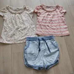 Gapbaby★３点セット★小花柄Tシャツ・デニム短パン★90