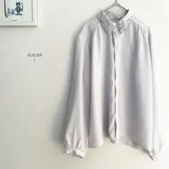 GLACIER 衿刺繍ブラウス ライトグレージュ　9442のサムネイル