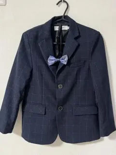 ネイビー チェック柄スーツ　卒業式　5点セット　150cm
