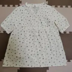 navy natural 花柄 半袖ブラウス M