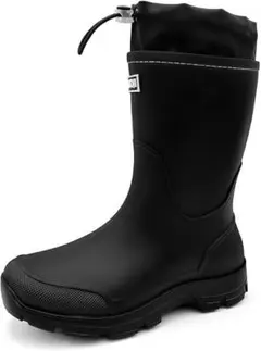 24㎝　[アモジ] レインブーツ フード付き ミドル丈 CB817　ブラック