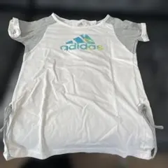 169 adidas 半袖Tシャツ ホワイト/グレー　アディダス　ロング　L