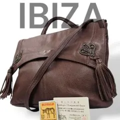 良品　イビサ　ビジネスバッグ　ショルダー2way 　フラップ　レザー　日本製