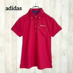 アディダスゴルフ 半袖ポロシャツ S ピンク ボタンダウン ロゴ刺繍 大人可愛い