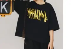 nunuforme 黒 Tシャツ イエローグラフィック　③