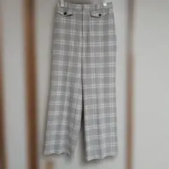 グレー系チェック柄ワイドパンツ
