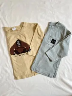 ロングTシャツ　100サイズ　2枚セット（カーキ、イエロー）