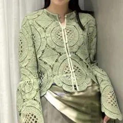 AMERI MEDI 2WAY BIG LACE カーデ ミントグリーンのサムネイル